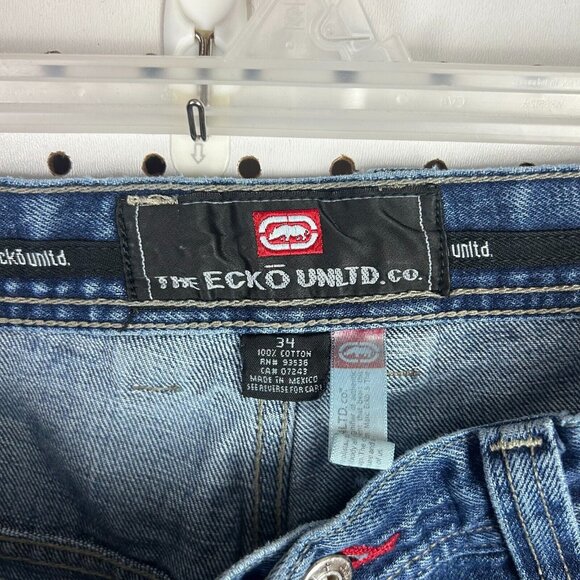 Ecko Unltd Y2K Wide Leg Jeans 34x32 Carpenter Work Wear‎ Streetwear Skate Baggy - Picture 6 of 7
